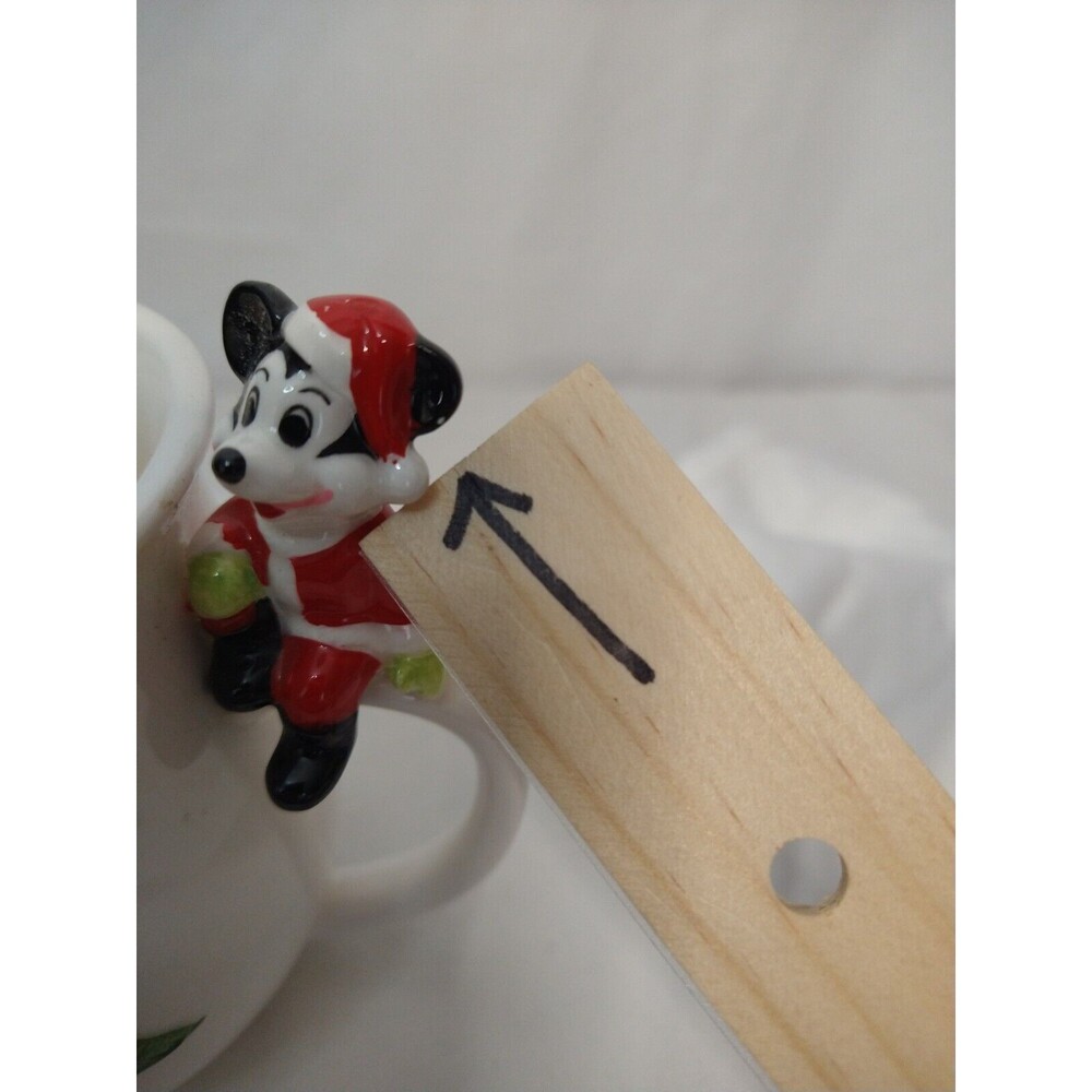 Vintage CHRISTMAS Mug Mickey Mouse on Handle W/Holly Ceramic Walt Disney Coffee - Picture 5 of 16